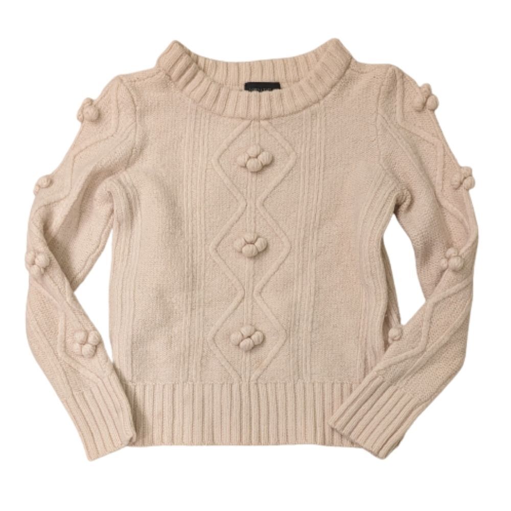 Lord & Taylor Pom Pom Cream Wool Sweater